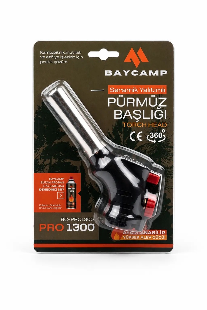 Baycamp BC-PRO1300 Seramik Yalıtımlı Pürmüz Başlığı – 1300°C Ayarlanabilir Alev
