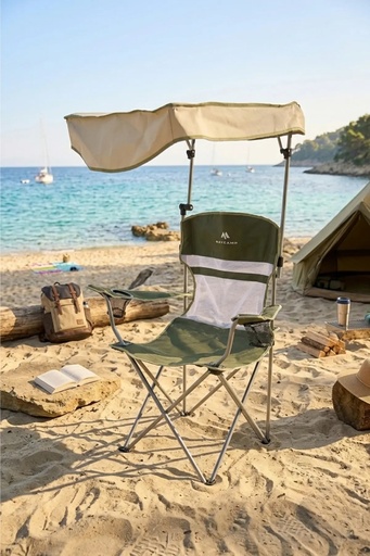 [BC-OLY] Baycamp Olympos Gölgelikli Katlanır Kamp Sandalyesi – Bardaklıklı, UV Korumalı ve Taşıma Çantalı 